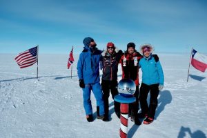 2018 ALE Ski South Pole Messner Start team at the South Pole.