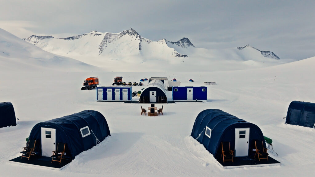 Three Glaciers Retreat in Antarctica basecamp tent